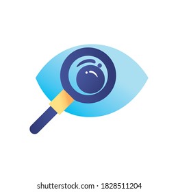 Lupe With Eye Gradient Style Icon Design, Search Tool And Magnifying Glass Theme Vector Illustration