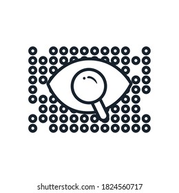 Lupe With Eye Line Style Icon Design, Search Tool And Magnifying Glass Theme Vector Illustration