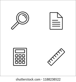 lupe file calculator ruler outline icons collection line icon