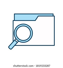 lupe with file line and fill style icon design, search tool and magnifying glass theme Vector illustration