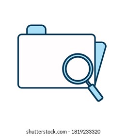 lupa con línea de archivo y diseño de iconos de estilo de relleno, herramienta de búsqueda y tema de cristal de aumento Ilustración vectorial