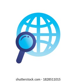 lupe with global sphere gradient style icon design, search tool and magnifying glass theme Vector illustration