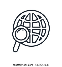 lupe with global sphere line style icon design, search tool and magnifying glass theme Vector illustration