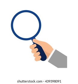 Lupe and hand icon. Search design. vector graphic