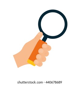 Lupe and hand  icon. Search design. vector graphic
