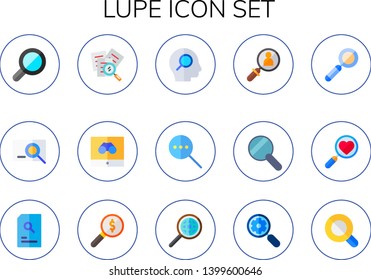 lupe icon set. 15 flat lupe icons.  Simple modern icons about  - search, loupe, magnifying glass