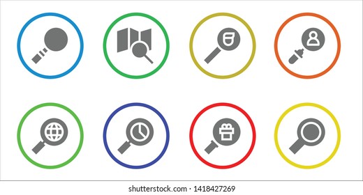 lupe icon set. 8 filled lupe icons.  Simple modern icons about  - Magnifying glass, Search