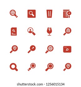 lupe icon set. Collection of 16 filled lupe icons included Search, Magnifying glass, Glass, Loupe, Searching