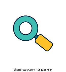 Design der Lupe-Line-Füllung, Vergrößerung der Vergrößerung des Zoomobjektivs durch die Suchfunktion und Illustration der Vektorillustration zum Thema Erforschung