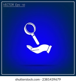  Lupe on the hand Icon, Vector Eps10.