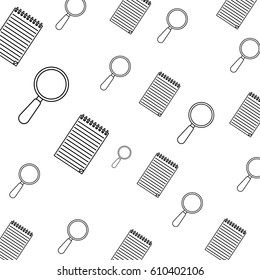 Lupe and paper note background icon vector illustration graphic design