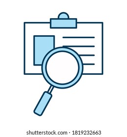lupe with personal card line and fill style icon design, search tool and magnifying glass theme Vector illustration