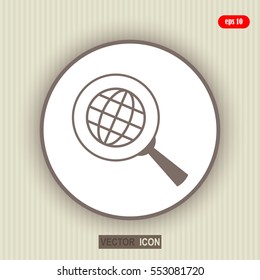Lupe. Search globe icon, vector