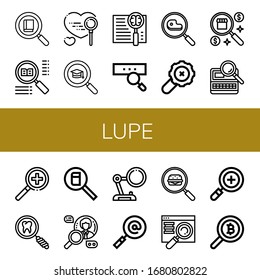 lupe simple icons set. Contains such icons as Search, Magnifying glass, Searching, can be used for web, mobile and logo