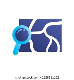 lupe with square gradient style icon design, search tool and magnifying glass theme Vector illustration