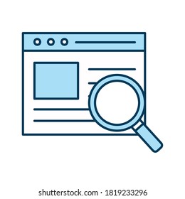 lupe with website line and fill style icon design, search tool and magnifying glass theme Vector illustration