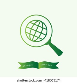 Lupe.Search globe, icon, vector