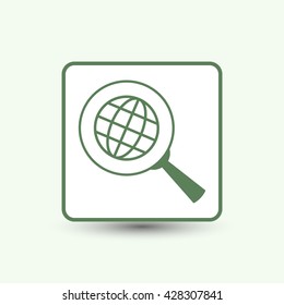 Lupe.Search globe, icon, vector