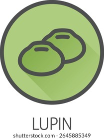 Um conceito de ícone alimentar de leguminosas de feijão de tremoço. Possivelmente um ícone para o alérgeno de mostarda ou alergia.