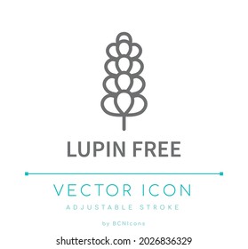 Lupin Free Line Icon. Allergen Free Food Vector Symbol.