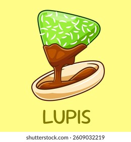Lupis Cake Food Cartoon Vector Icon Illustration. Food Object Icon Concept Isolated Premium Vector. Flat Cartoon Style