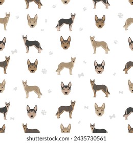 Lupo Italiano seamless pattern. Different coat colors set.  Vector illustration