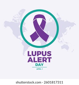 Lupus Alert Day poster vector illustration. Purple awareness ribbon icon in a circle. Template for background, banner, card. April 1 every year. Important day