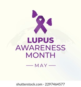 plantilla de diseño del mes de concientización de lupus para celebración. ilustración del vector lupus. diseño de conciencia del lupus. cinta morada con diseño vectorial de mariposa. diseño de cinta plana.