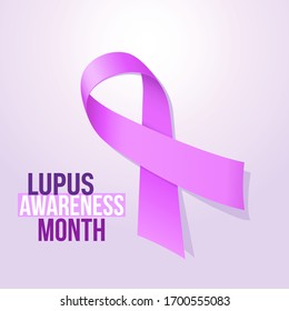 Lupus banner design with silky purple ribbon. Lupus banner design for fundraising. Vector illustration.