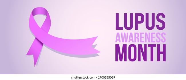 Lupus banner design with silky purple ribbon. Lupus banner design for fundraising. Vector illustration.