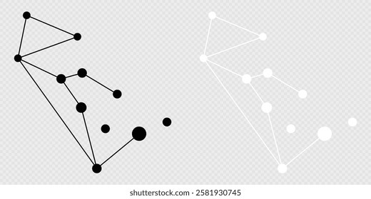 Lupus constellation map set. Vector illustration.