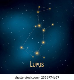 Lupus constellation in starry night sky.