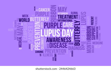 Lupus Day word cloud template. Health awareness concept vector background.