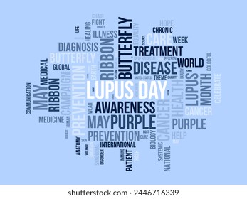 Lupus Day word cloud template. Health awareness concept vector background.