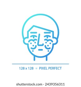 Lupus rash gradient linear vector icon. Erythema chronic illness. Life genetic disorder. Immune system treatment. Thin line color symbol. Modern style pictogram. Vector isolated outline drawing