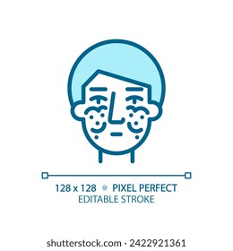 Lupus rash light blue icon. Erythema chronic illness. Genetic disorder. Immune system medical treatment. RGB color sign. Simple design. Web symbol. Contour line. Flat illustration. Isolated object