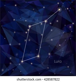 Lura constellation in night sky, background is a triangulation.