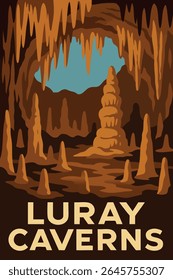 Luray Caverns, localizado na Virgínia, é uma maravilha subterrânea impressionante cheia de estalactites magníficas e estalagmites