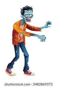 Lurching zombie character illustration. Vector cartoon isolated on white background