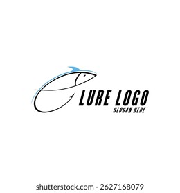 lure logo design with fish hook