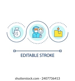 Lure victim loop concept icon. Phishing attack. Stealing personal information. Cybercrime abstract idea thin line illustration. Isolated outline drawing. Editable stroke. Arial font used