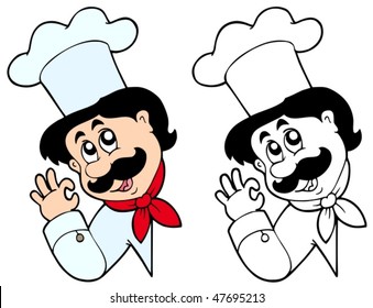 Lurking chef on white background - vector illustration.