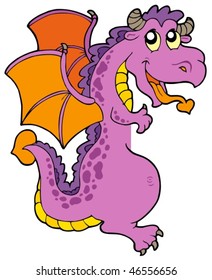 Lurking dragon on white background - vector illustration.
