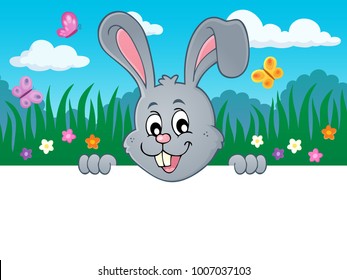 Lurking Easter bunny topic image 2 - eps10 vector illustration.