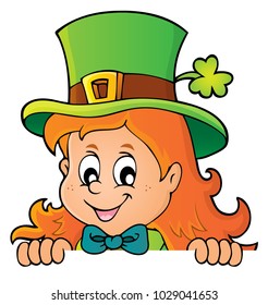 Lurking leprechaun girl theme 1 - eps10 vector illustration.