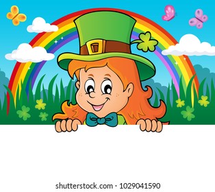 Lurking leprechaun girl theme 2 - eps10 vector illustration.