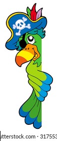 Lurking pirate parrot - vector illustration.