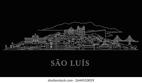 Então Lus City Skyline com fundo preto Brasil.