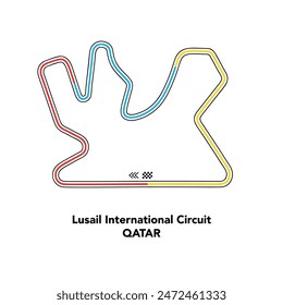 Lusail International Circuit for autosport and motorsport. Isolated editable colored vector illustration on white background