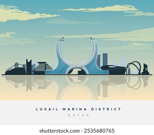 Lusail marina District - Linha do horizonte abstrata - ilustração de stock como arquivo EPS 10